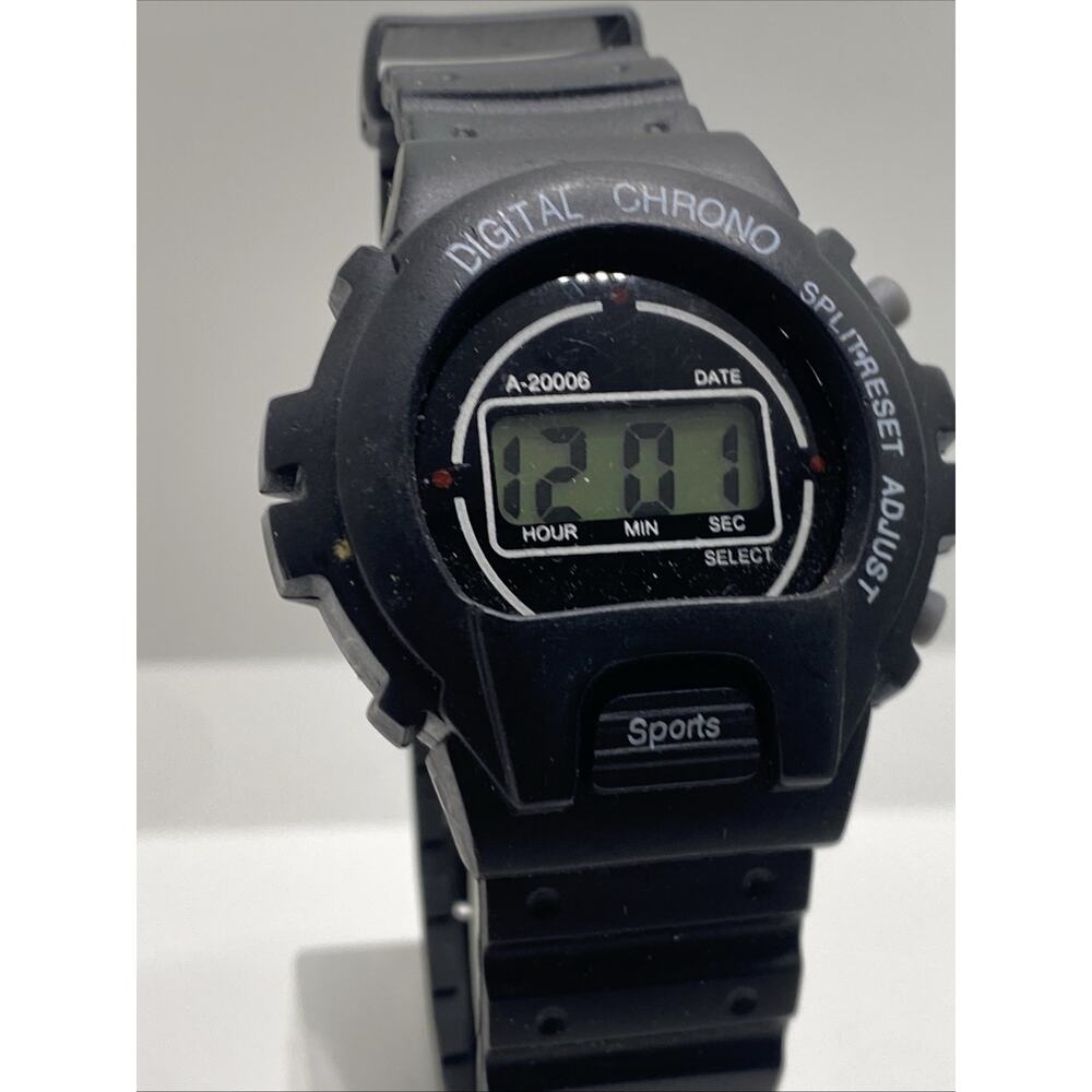 Black Vintage Mens Digital Sports Watch Works New Battery